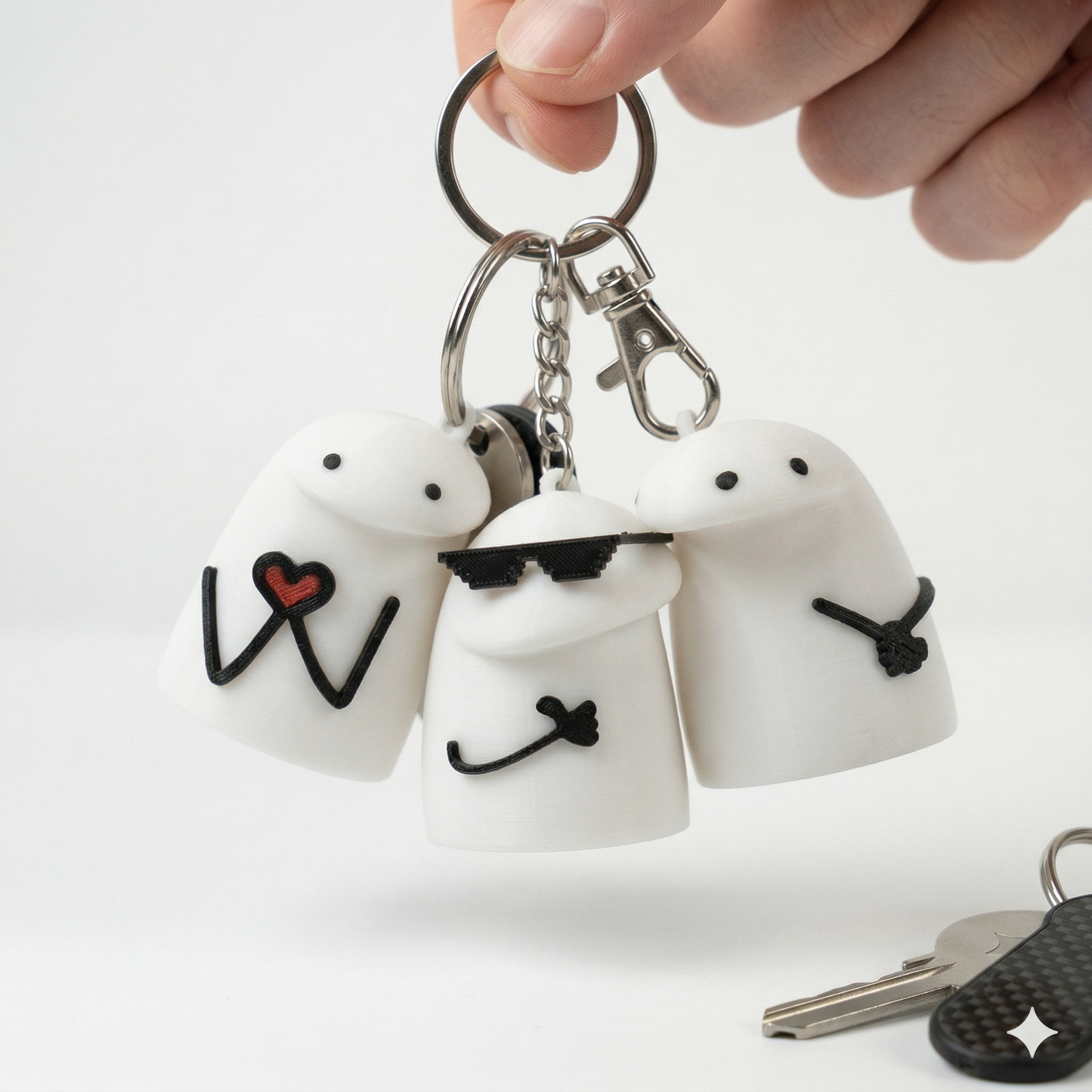 Cute 3D Printed Love-Thug-Peace keychain
