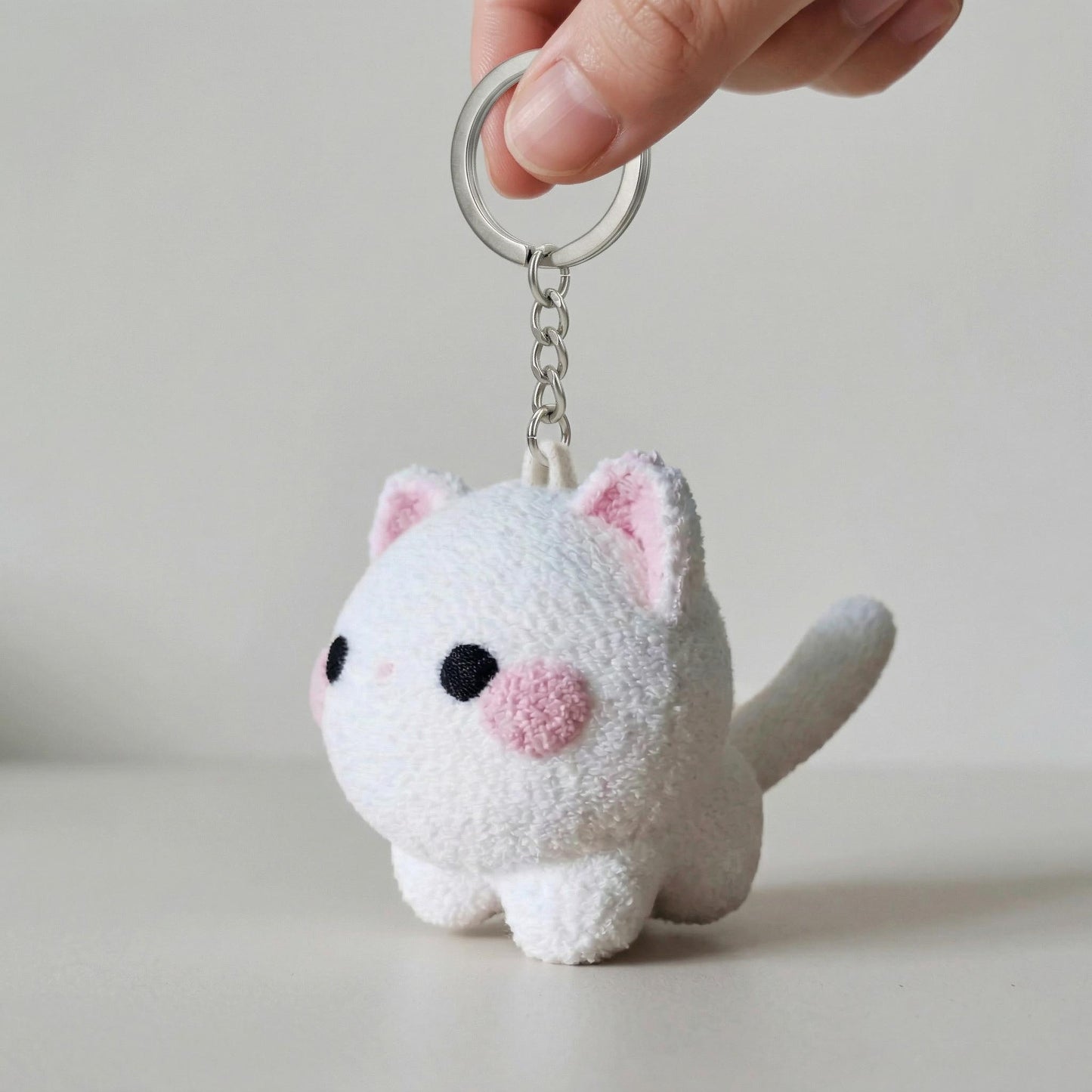 Cute 3D Printed Buff Cat Keychain