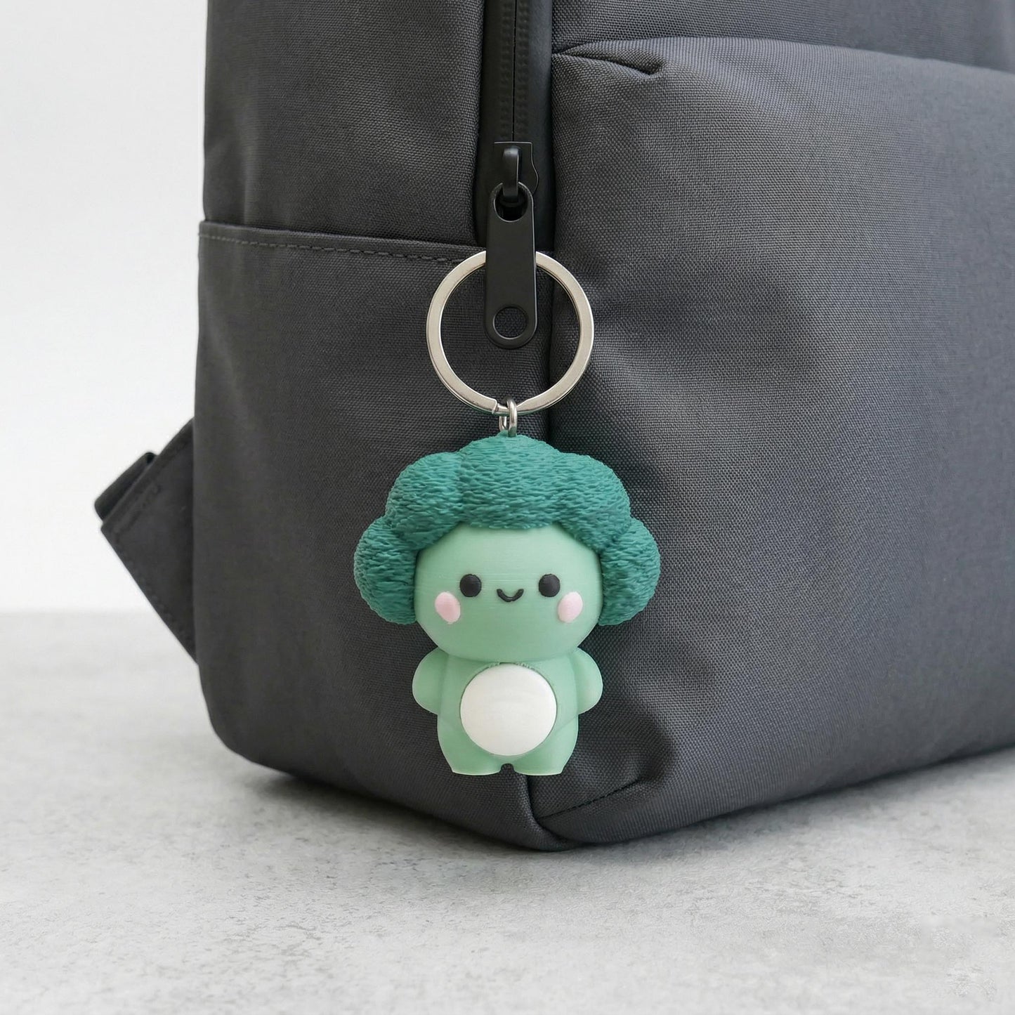 Cute 3D Printed Buff broccoli Keychain