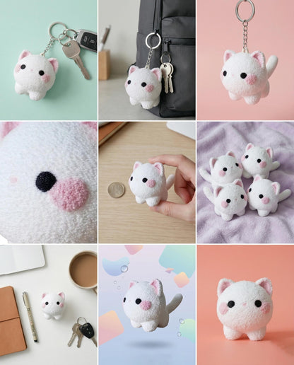 Cute 3D Printed Buff Cat Keychain