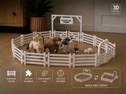 Farm Animals Toy Set – 5-Piece with Fence