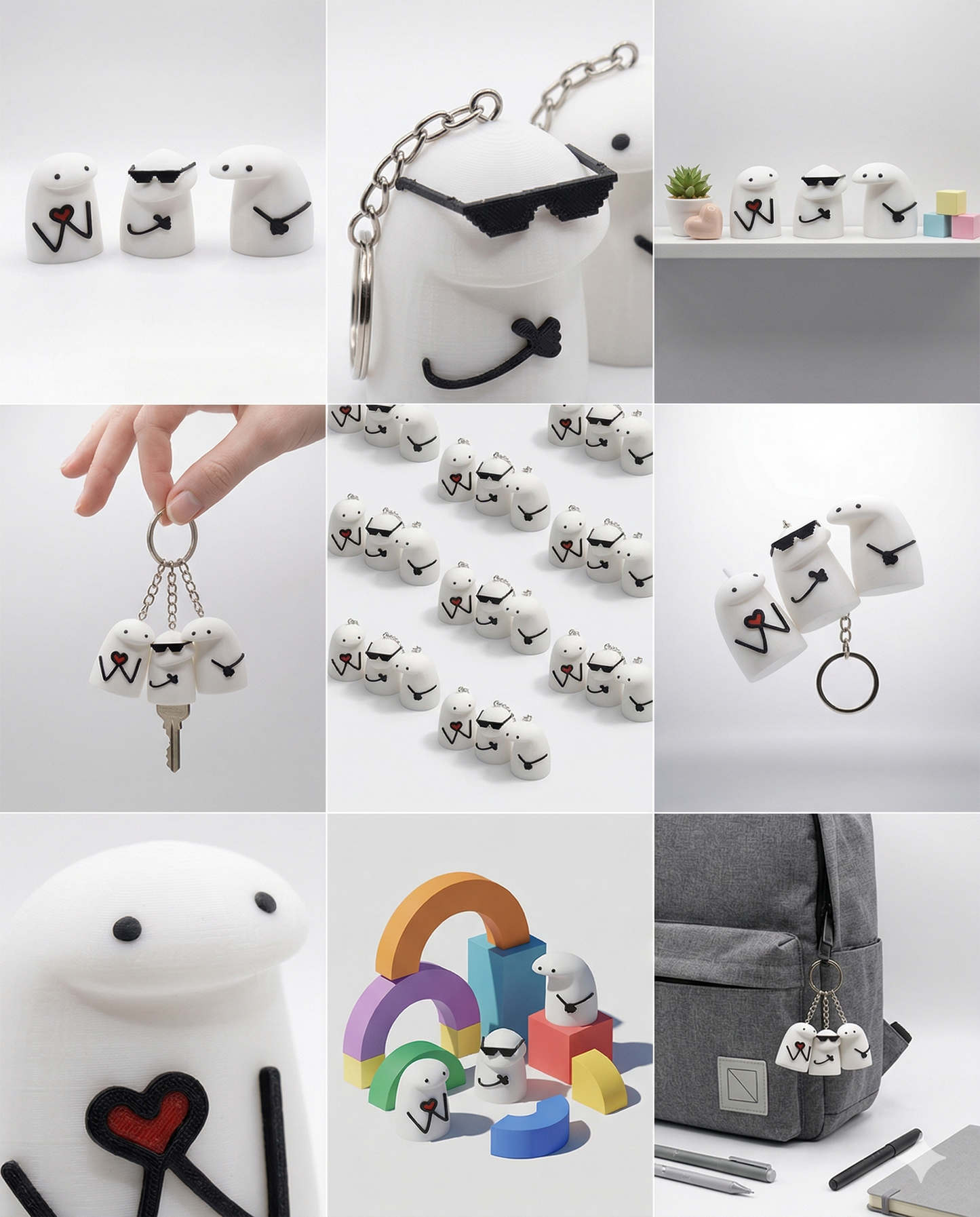 Cute 3D Printed Love-Thug-Peace keychain