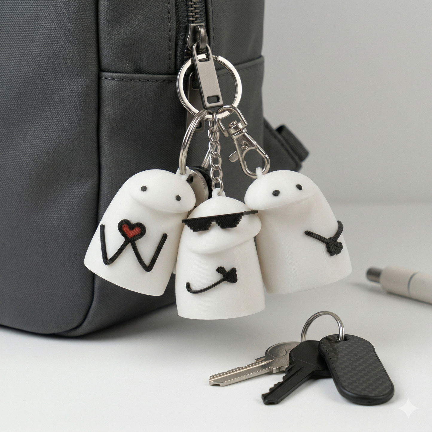 Cute 3D Printed Love-Thug-Peace keychain