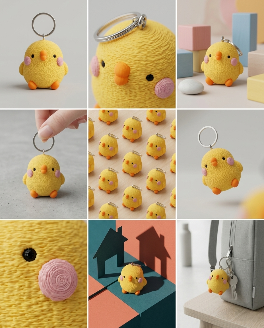 Cute 3D Printed Buff chick Keychain
