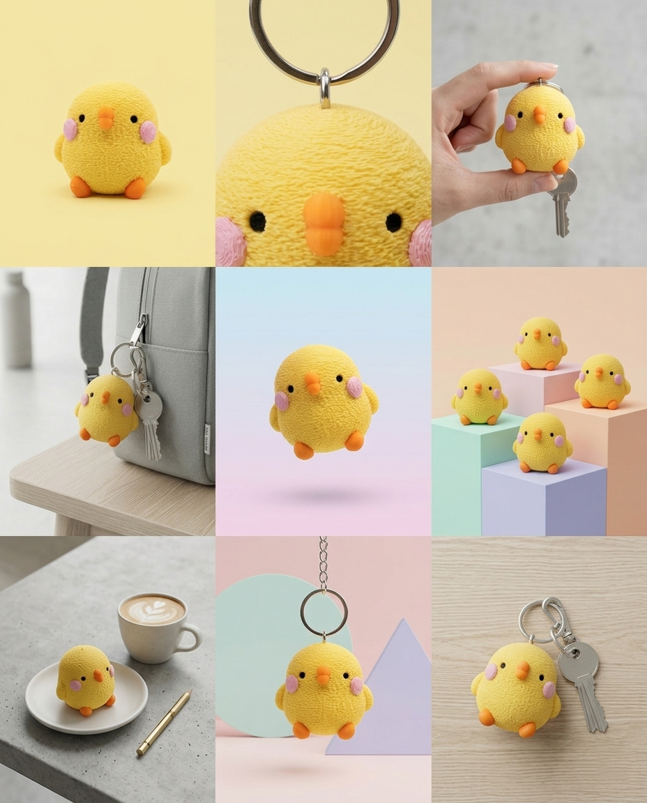 Cute 3D Printed Buff chick Keychain