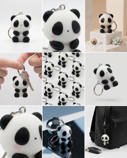 Cute 3D Printed Panda Keychain