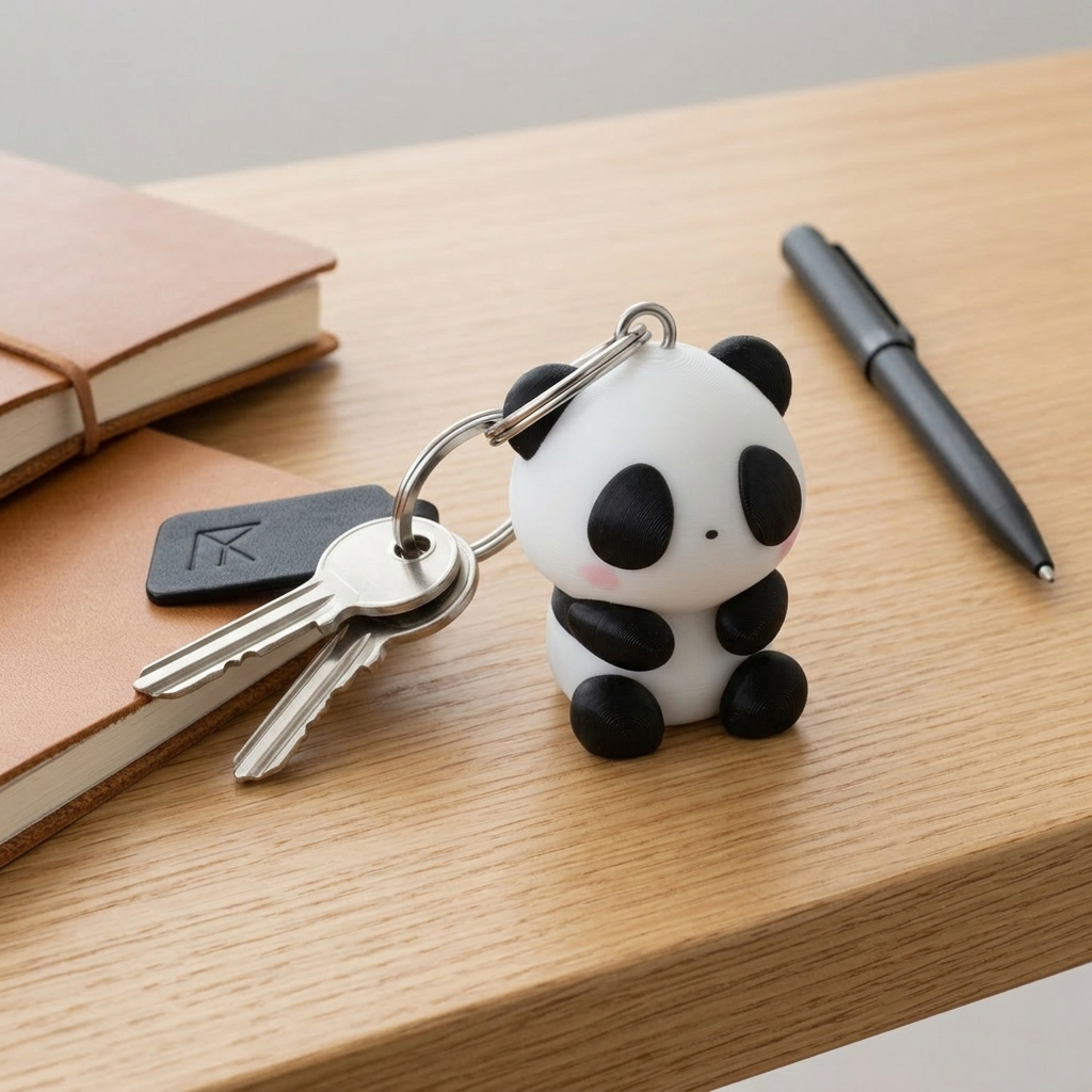 Cute 3D Printed Panda Keychain