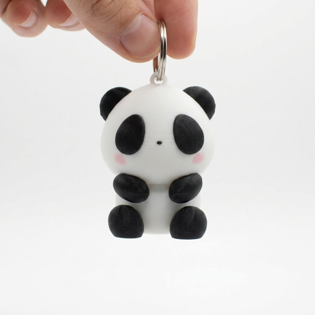 Cute 3D Printed Panda Keychain